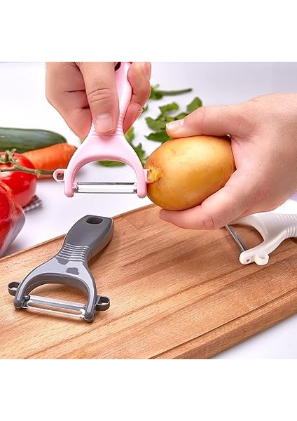 Ergonomik Sebze ve Meyve Soyacağı, Paslanmaz Çelik Döner Bıçaklı, Plastik Saplı, Beyaz, 13X6X2 cm fırsatları