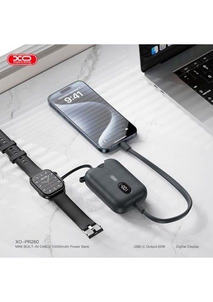 Xo Is Beauty PR260 Hızlı Şarj Powerbank, 10000 Mah, 20W Type-C, Akıllı Saat Uyumlu, Qi Şarj, Dahili Type-C Kablo (Siyah) fiyatları