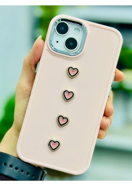Aksesuar 13-14 ve 15 ile Uyumlu 4 Pembe Kalp Oyuncak Tasarımlı Esnek Silikon Kılıfı