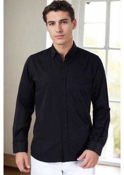 G976 Dewberry Erkek Gömlek-Siyah