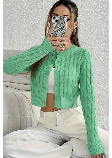 Örgü Desenli Kadın Triko Hırka (S,m,l Uyumludur) P-00018294