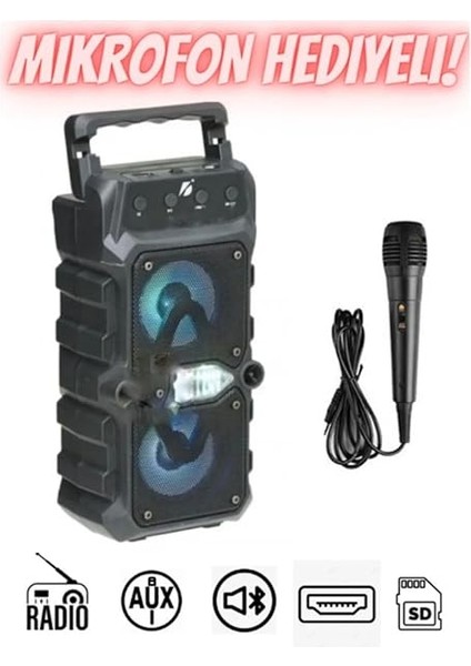 Hoparlör Rgb Işıklı Extra Bass Fm/sd/aux/flaş Mikrofonlu Ses Bombası Speaker Müzik Çalar indirimleri