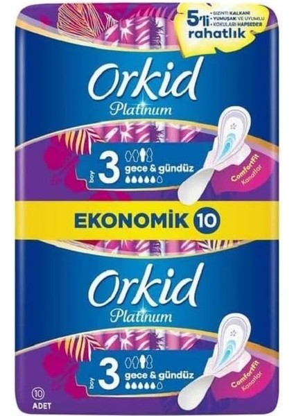 Orkid Platinum Gece&gündüz Ekstra Boy 3 10 Adet Hijyenik Ped