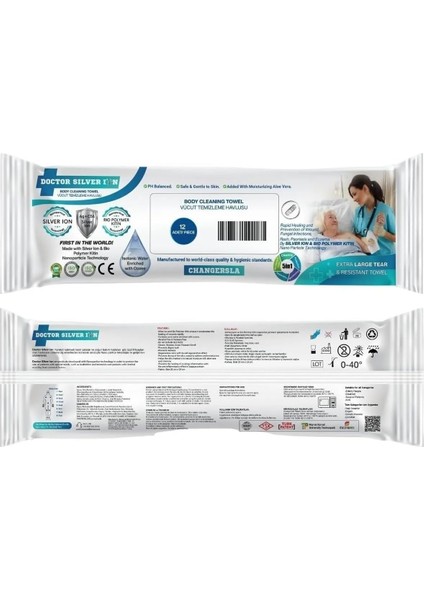 Gümüş Iyon & Biyopolimer Kitin Teknolojili Hasta Vücut Temizleme Havlusu (12 Adet) fiyatları