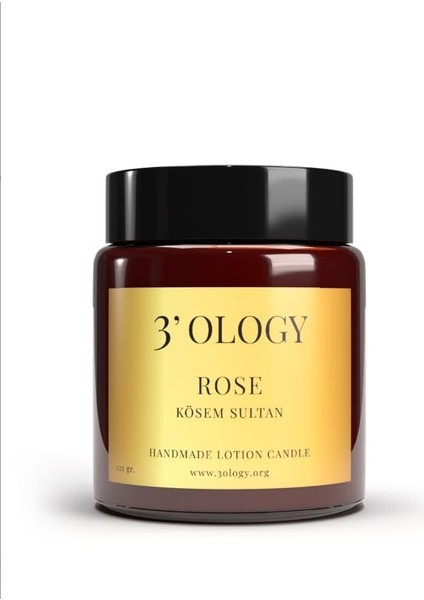 3&apos;ology Rose Kösem Sultan Handmade Lotion Candle, 125 gr
