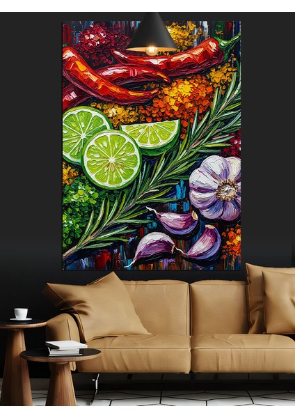 Birlikte Sergilenen Çeşitli Canlı Renkli Meyveler Dekoratif Kanvas - Mdf Ahşap Tablo fiyatları
