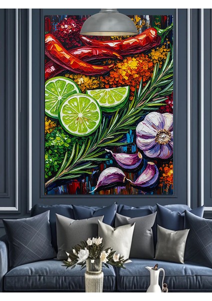 Birlikte Sergilenen Çeşitli Canlı Renkli Meyveler Dekoratif Kanvas - Mdf Ahşap Tablo fırsatları