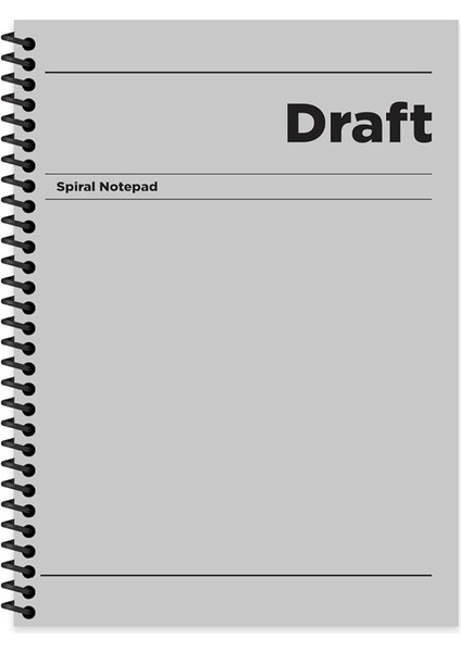 Color Çizgili Sert Kapak Spiralli Draft Defter Gri 17X24