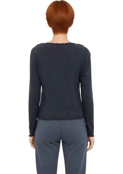 Kadın Düğmeli Vücuda Oturan Esnek Örme Uzun Kollu Üst Kaliteli Şık Rahat Modern Zarif Günlük fiyatları