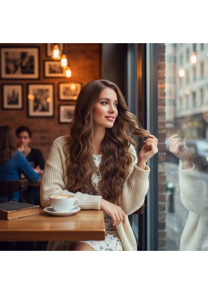 Uzun Su Dalgası Fiber Sentetik Peruk - Kumral