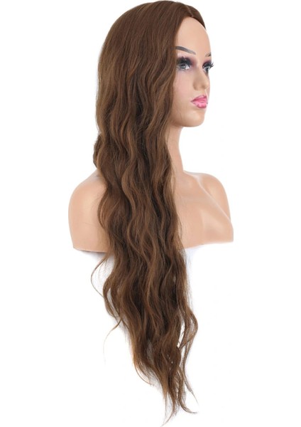 Uzun Su Dalgası Fiber Sentetik Peruk - Kumral modelleri