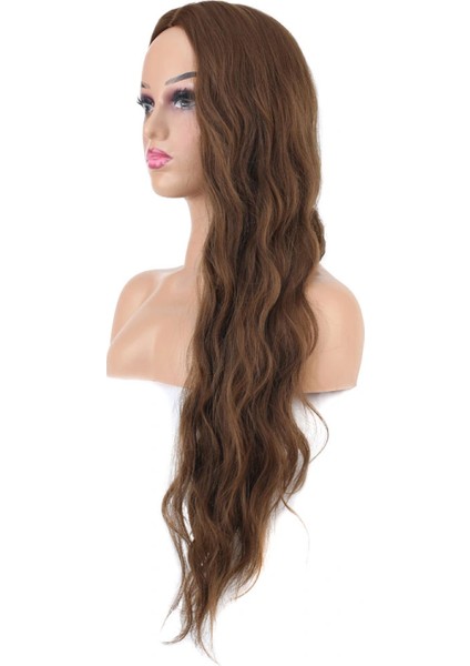 Uzun Su Dalgası Fiber Sentetik Peruk - Kumral fırsatları