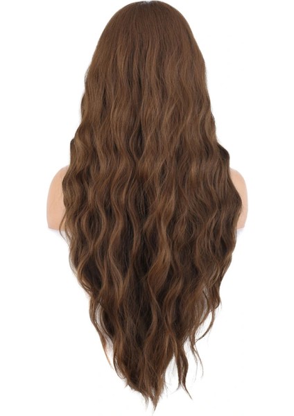 Uzun Su Dalgası Fiber Sentetik Peruk - Kumral indirimleri