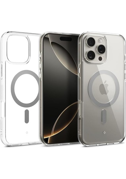 Caseology iPhone 16 Pro ile Uyumlu Ince Magsafe Kılıf Capella Mag Sararma Karşıtı Hava Kanalı Teknolojisi Askeri Sınıf Koruma Clear Gray Şeffaf Kapak - ACS08306