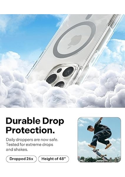 Caseology iPhone 16 Pro ile Uyumlu Ince Magsafe Kılıf Capella Mag Sararma Karşıtı Hava Kanalı Teknolojisi Askeri Sınıf Koruma Clear Gray Şeffaf Kapak - ACS08306 indirimleri