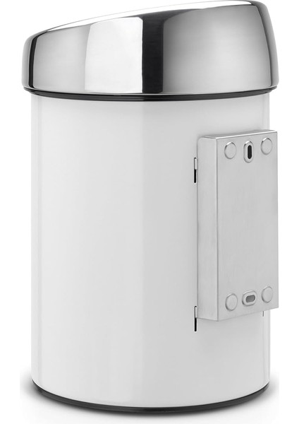 Touch Bin Plastik Eklentili Çöp Kutusu, Paslanmaz Çelik, Beyaz, 3 L
