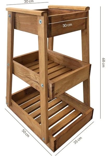 3 Katlı Ahşap Sebzelik Meyvelik Mutfak Banyo Düzenleyici fırsatları