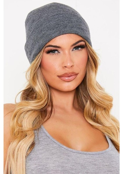 Klasik Spor Katlamalı Yünlü Triko Düz Bere