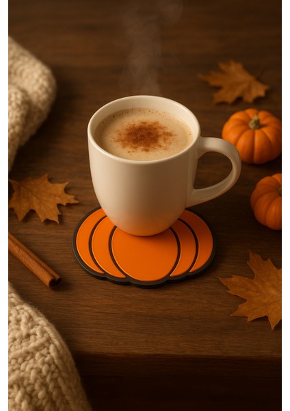 Balkabağı Cadılar Bayramı Tasarımlı Bardak Altlığı – Halloween Sonbahar Temalı Dekoratif (2’li Set) modelleri