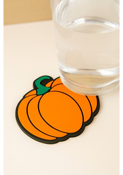 Balkabağı Cadılar Bayramı Tasarımlı Bardak Altlığı – Halloween Sonbahar Temalı Dekoratif (2’li Set) fırsatları