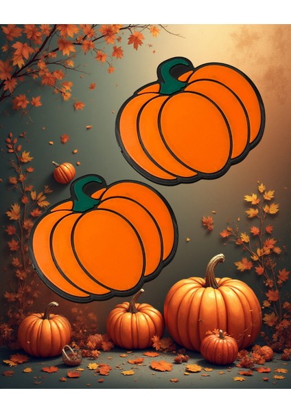 Balkabağı Cadılar Bayramı Tasarımlı Bardak Altlığı – Halloween Sonbahar Temalı Dekoratif (2’li Set) indirimleri