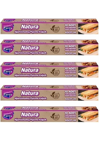 Ağartılmamış Hazır Pişirme Kağıdı 10 Yaprak x 5 Paket