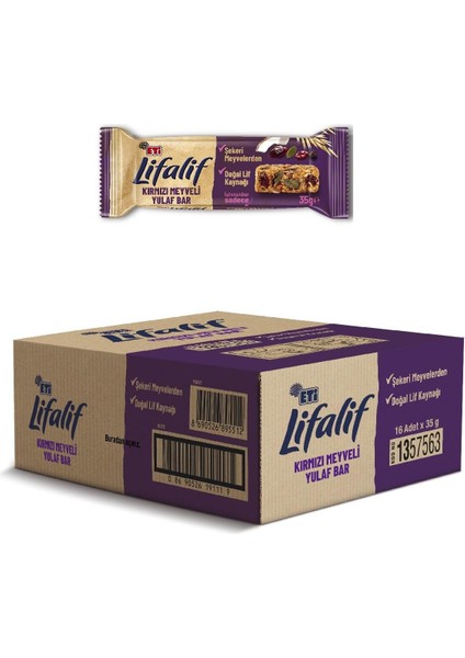 Eti Lifalif Kırmızı Meyveli Yulaf Bar 35 G x 16 Adet modelleri