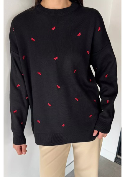 Kadın Kurdele Nakışlı Triko Kazak (M-L-Xl Uyumludur) P-00018883 fiyatları