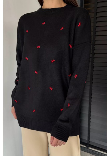 Kadın Kurdele Nakışlı Triko Kazak (M-L-Xl Uyumludur) P-00018883 modelleri