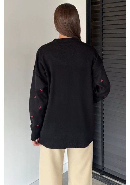 Kadın Kurdele Nakışlı Triko Kazak (M-L-Xl Uyumludur) P-00018883 fırsatları