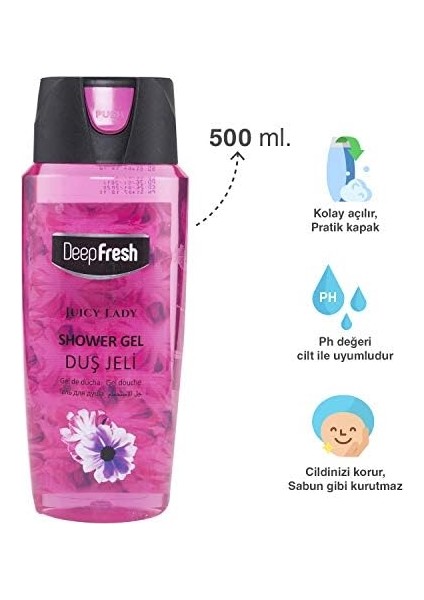 Deep Fresh Pratik Kapaklı Duş Jeli Juicy Lady (500 Ml)