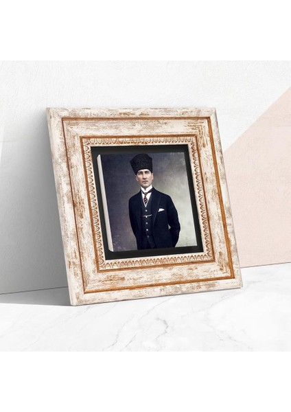 Stone Atatürk Taş Duvar Tablosu - Çerçeveli Taş Tablo - Dekoratif Duvar Sanatı - Modern Ev ve Ofis Duvar Dekoru T1-133
