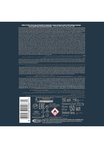 Blade Ai Deodorant 2, 150 Mililitre fiyatları