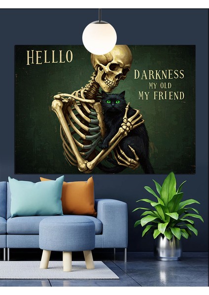 Karanlığın Geldiğini Selamlayan Iskelet Dekoratif Kanvas - Mdf Ahşap Tablo modelleri