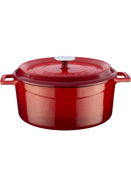 Döküm Yuvarlak Tencere,, 28 Cm, 6.71 L Hacim, Kırmızı