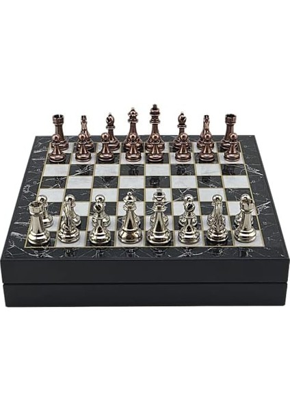 Büyük Boy Metal Klasik Satranç Tk. ve Mermer Desenli Sandıklı Mdf TAHTASI(36X36 Cm.) fiyatları