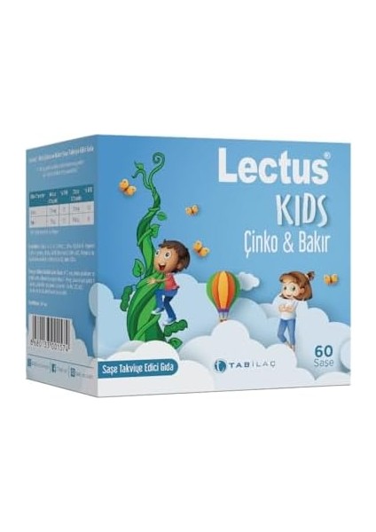 Lectus Kids Çinko & Bakır 60 Saşe Çinko Bisglisinat