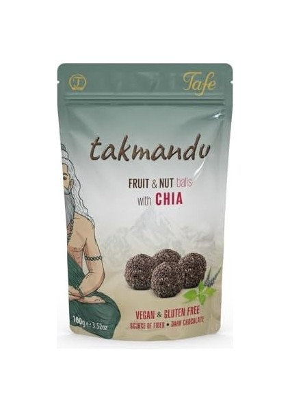 Tafe Takmandu Chia Tohumlu Glutensiz ve Vegan Bitter Çikolata Kaplı Hurma Topu Draje 100G fiyatları