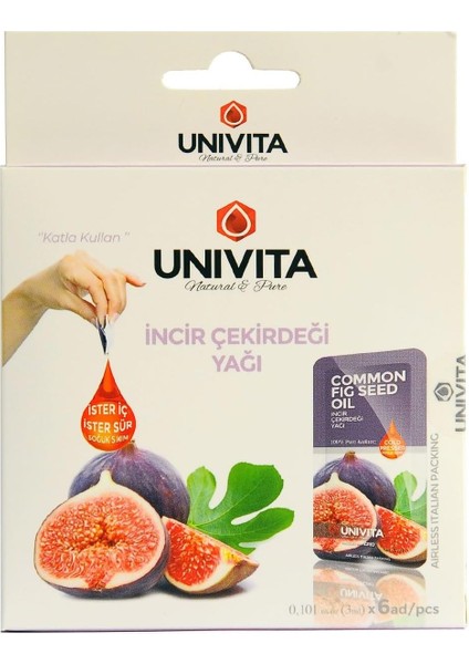 UNIVITA%100 Doğal Katkısız Incir Çekirdeği Yağı - Common Fig Seed Oil 3 ml x 6 Adet fiyatları