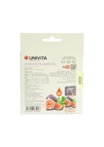 UNIVITA%100 Doğal Katkısız Incir Çekirdeği Yağı - Common Fig Seed Oil 3 ml x 6 Adet modelleri