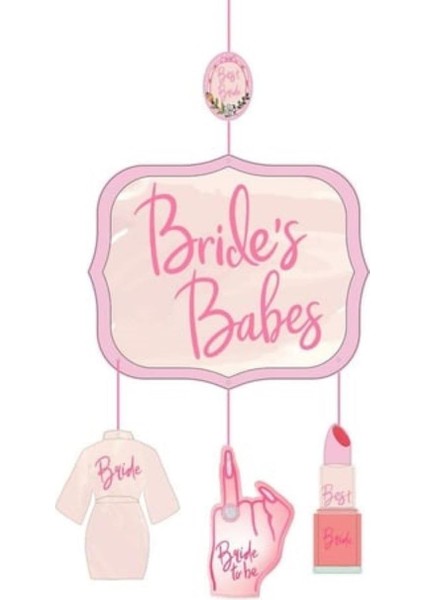 Babes Bekarlığa Veda Partisi Asılabilir Dekor Süsü, Pembe, Gelin Temalı, 3 Parçalı