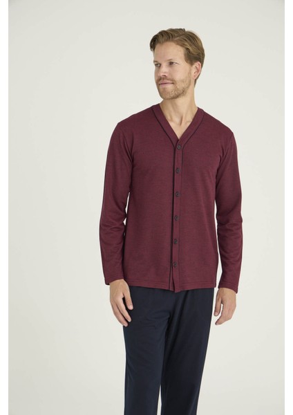 Erkek V.yaka Boydan Düğmeli Pijama Takımı - Dış Giyim fırsatları