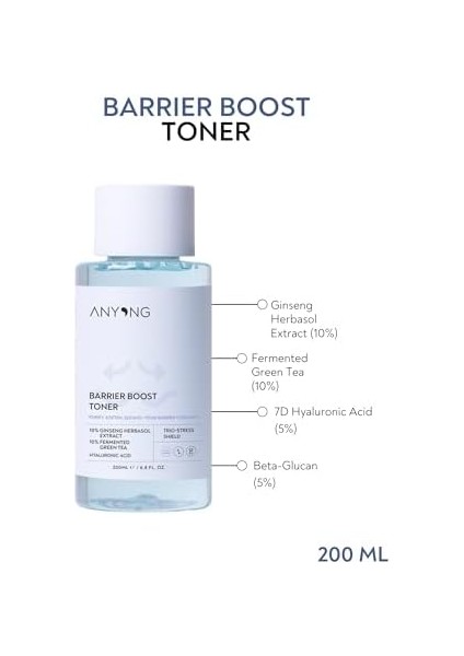 Anyong Bariyer Destekleyici ve Sakinleştirici Tonik 200 ml (Yeşil Çay & Ginseng Özü & Hyalüronik Asit) fiyatları