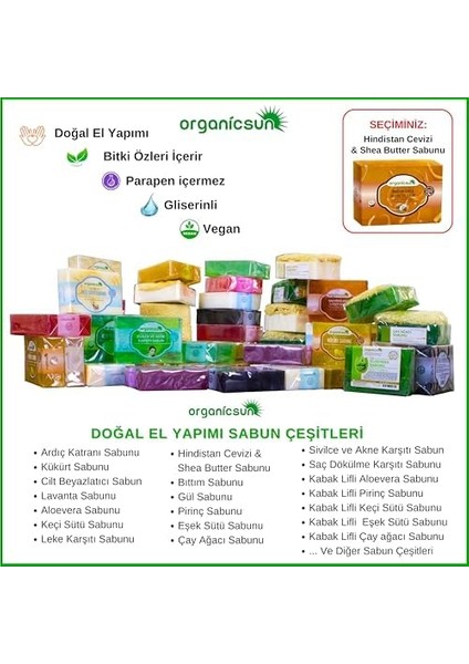 Organicsun Doğal Hindistan Cevizi & Shea Butter Sabunu 140 gr Tüm Cilt Tipleri Için Besleyici ve Onarıcı Etkili fiyatları
