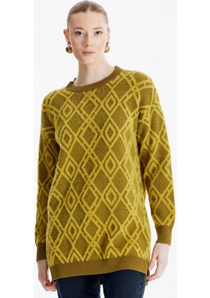 21614 Desenli Sıfır Yaka Triko Tunik