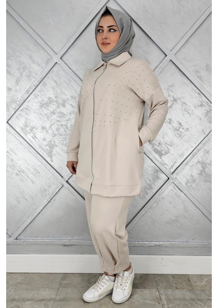 Kadın Taş Detaylı Tesettür Takım