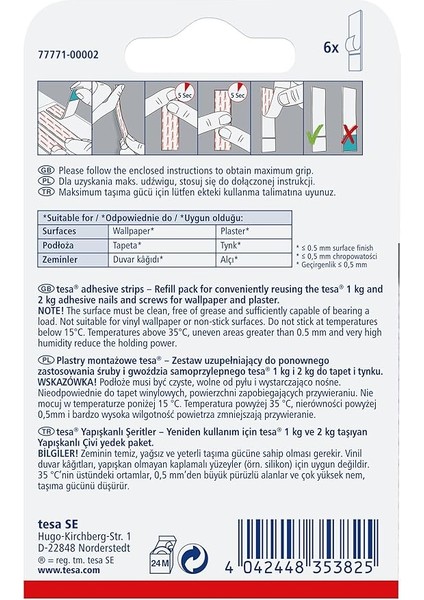 77771 – 00002 – 00 ÇIKARILABILIR Yapışkan Bant Üzerine Resim Asmak Için Duvar Kağıdı, Beyaz fiyatları