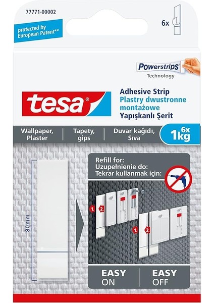 77771 – 00002 – 00 ÇIKARILABILIR Yapışkan Bant Üzerine Resim Asmak Için Duvar Kağıdı, Beyaz indirimleri