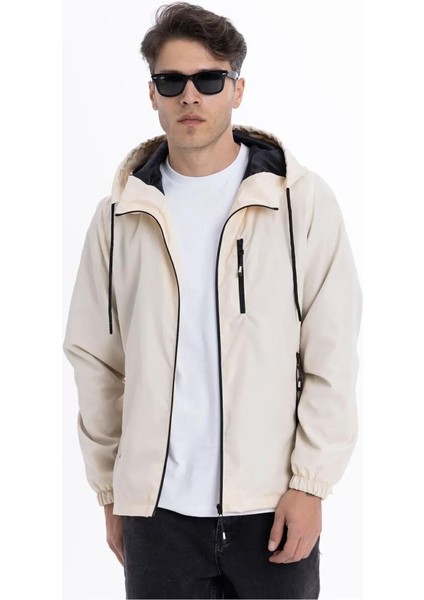 İçi Astarlı Su ve Rüzgar Geçirmez Erkek Cepli Yağmurluk