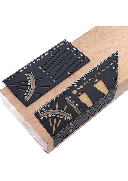 Alüminyum Alaşımlı Ağaç Işleme Kare Boyut Ölçü Cetveli,45/90 Derece Açı T Cetvel,3d Gönye Açı Ölçüm Şablon Aracı DC721